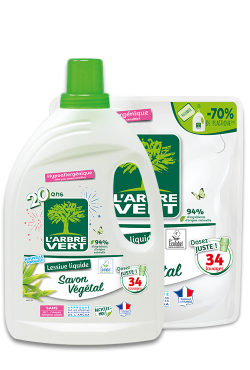 Lessive liquide et sa recharge savon végétal