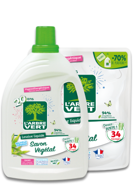 Lessive liquide et sa recharge savon végétal