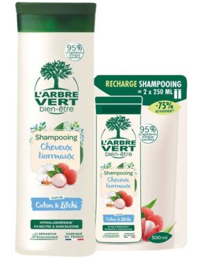 Shampooing cheveux normaux - coton et litchi