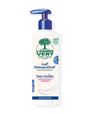 Lait démaquillant Peaux sensibles - eau florale de bleuet 