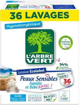 L'Arbre Vert lessive végétale écolabel 45 lavages 3l pas cher 